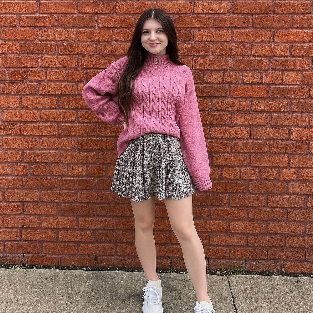 Pink Cable Knit Mock Neck Sweater CoastalGrandma Cottagecore Soft Girl Y2K Large
